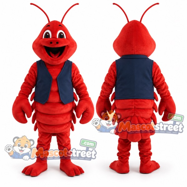 Red Lobster Mascot Costume with Navy Vest