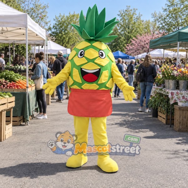 Pineapple Mascot Costume with Coral Apron