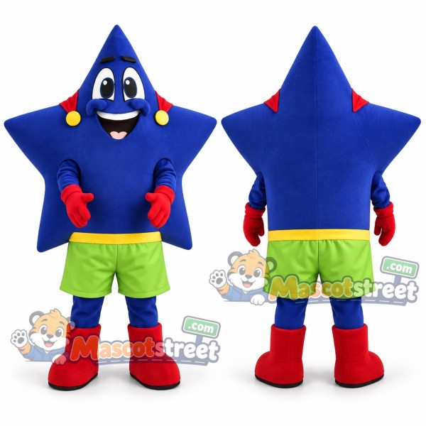Blue Star Mascot Costume with Green Shorts