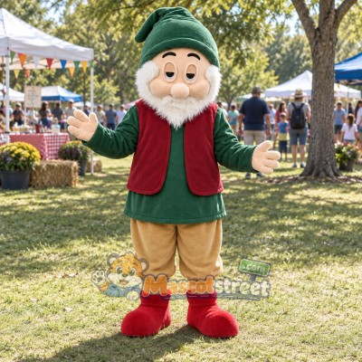 Bearded Dwarf Mascot Costume with Green Coat, Burgundy Vest and Tan Trousers Bearded Dwarf Mascot Costume with Green Coat, Burgundy Vest and Tan Trousers
