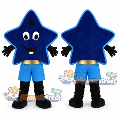 Blue Star Mascot Costume with Blue Shorts Blue Star Mascot Costume with Blue Shorts