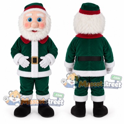 Santa Claus Mascot Costume with Green Suit and Green Hat Santa Claus Mascot Costume with Green Suit and Green Hat