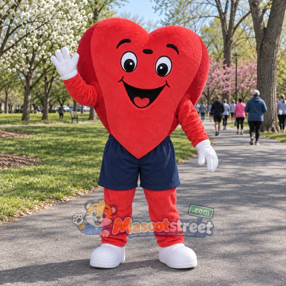 Red Heart Mascot Costume with Navy Shorts Red Heart Mascot Costume with Navy Shorts