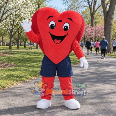 Red Heart Mascot Costume with Navy Shorts Red Heart Mascot Costume with Navy Shorts