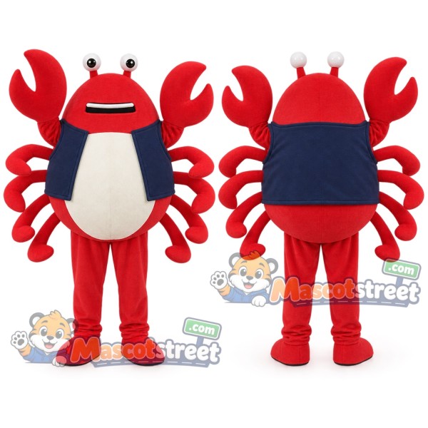 Red Crab Mascot Costume with Navy Vest
