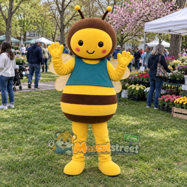 Yellow Bee Mascot Costume with Teal Vest