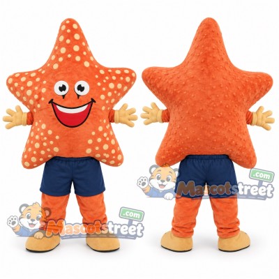 Orange Starfish Mascot Costume with Navy Shorts Orange Starfish Mascot Costume with Navy Shorts