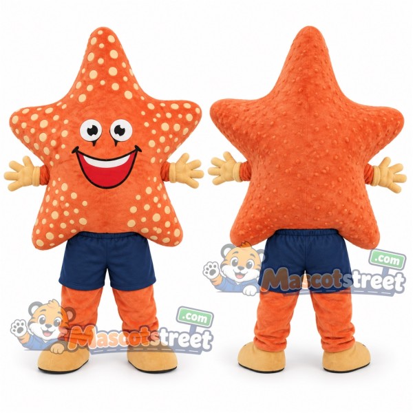 Orange Starfish Mascot Costume with Navy Shorts