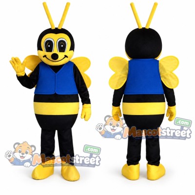 Yellow Bee Mascot Costume with Blue Vest Yellow Bee Mascot Costume with Blue Vest