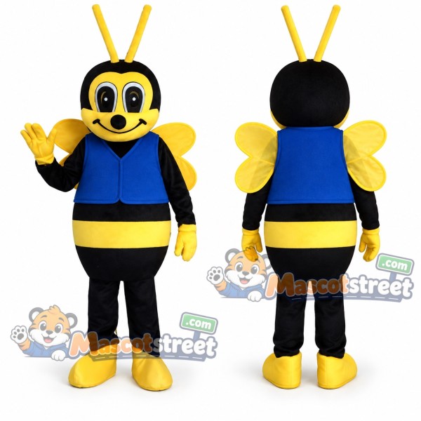 Yellow Bee Mascot Costume with Blue Vest
