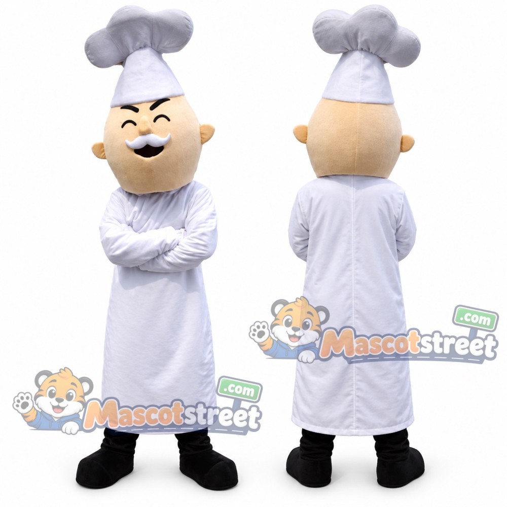 Chef Mascot Costume with White Chef Coat and Hat Chef Mascot Costume with White Chef Coat and Hat