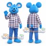 Blue Mouse Mascot Costume with Plaid Shirt