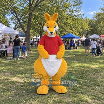 Yellow Kangaroo Mascot Costume with Red Shirt Yellow Kangaroo Mascot Costume with Red Shirt