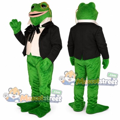 Green Frog Mascot Costume with Black Tuxedo Green Frog Mascot Costume with Black Tuxedo