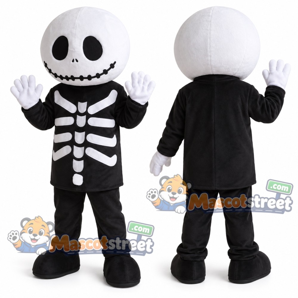 Skeleton Mascot Costume with Black Suit Skeleton Mascot Costume with Black Suit
