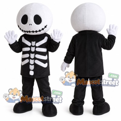 Skeleton Mascot Costume with Black Suit Skeleton Mascot Costume with Black Suit