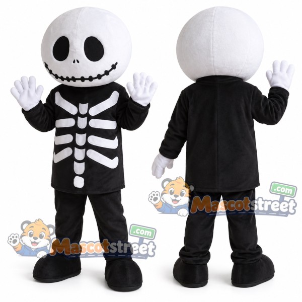 Skeleton Mascot Costume with Black Suit