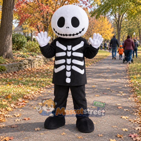Skeleton Mascot Costume with Black Suit