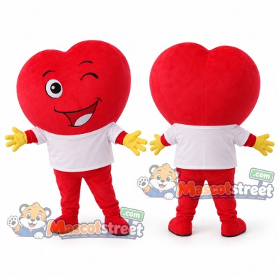 Red Heart Mascot Costume with White Shirt Red Heart Mascot Costume with White Shirt