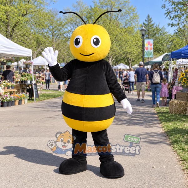 Yellow Bee Mascot Costume with Black Shirt