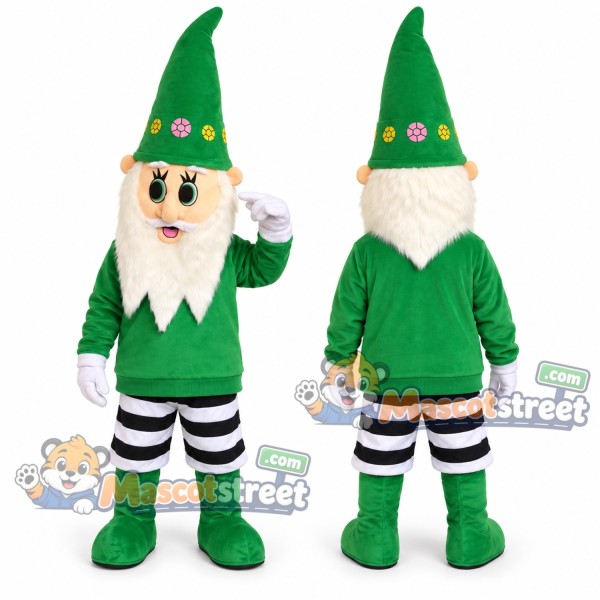 Christmas Elf Mascot Costume with Green Suit and Green Hat