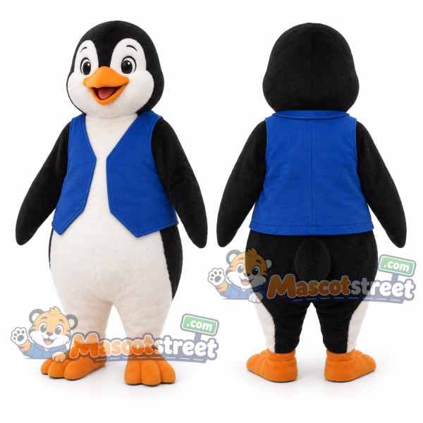 Penguin Mascot Costume with Blue Vest