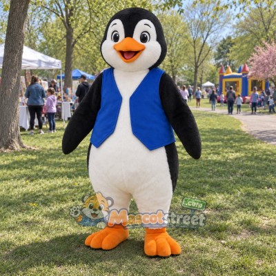 Penguin Mascot Costume with Blue Vest