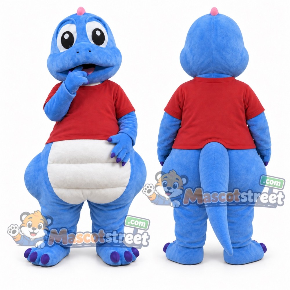 Blue Dinosaur Mascot Costume with Red Shirt Blue Dinosaur Mascot Costume with Red Shirt