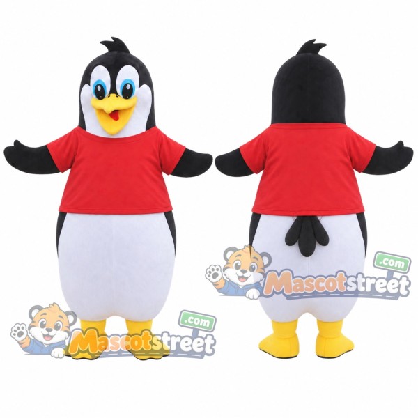 Penguin Mascot Costume with Red Shirt