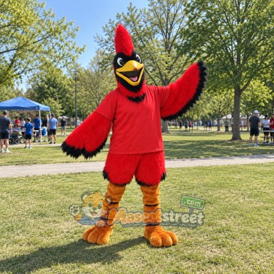 Red Cardinal Mascot Costume with Red Shirt Red Cardinal Mascot Costume with Red Shirt