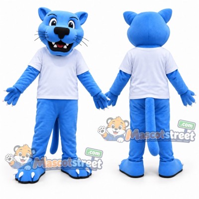 Blue Panther Mascot Costume with White Shirt