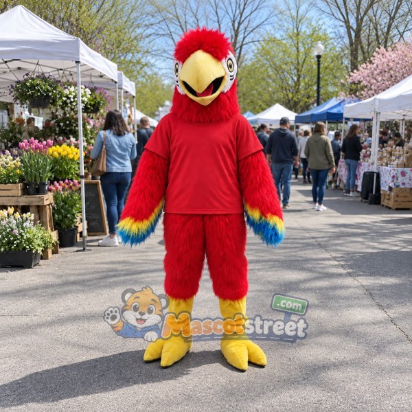 Red Parrot Mascot Costume with Red Shirt