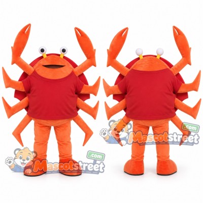 Orange Crab Mascot Costume with Red Vest Orange Crab Mascot Costume with Red Vest