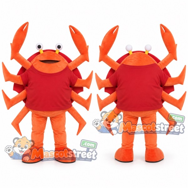 Orange Crab Mascot Costume with Red Vest