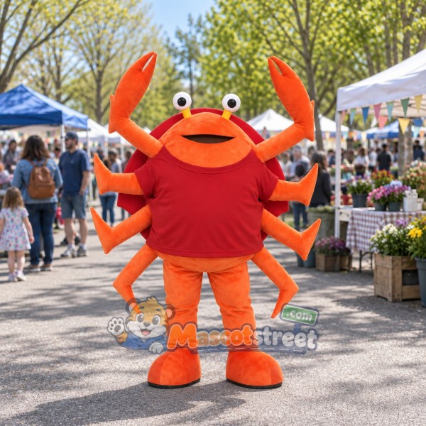 Orange Crab Mascot Costume with Red Vest