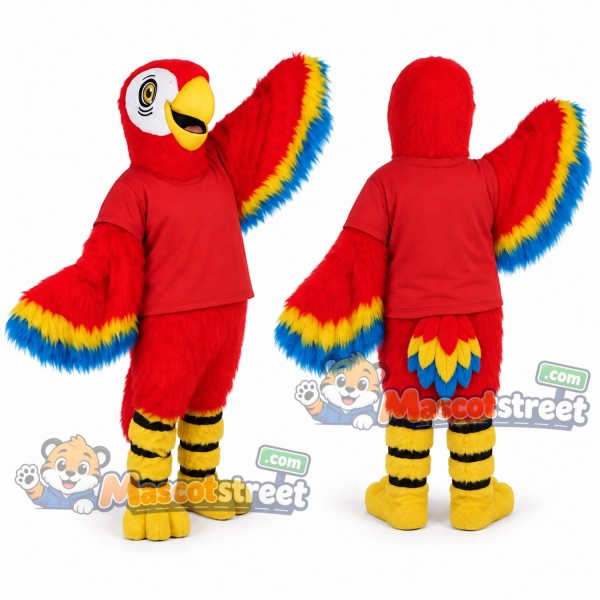 Red Parrot Mascot Costume with Red Shirt