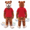 Brown Bear Mascot Costume with Red Shirt