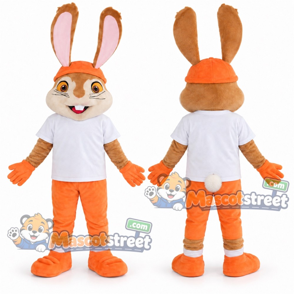 Orange Rabbit Mascot Costume with White Shirt