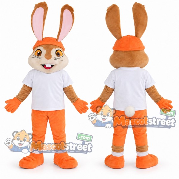 Orange Rabbit Mascot Costume with White Shirt