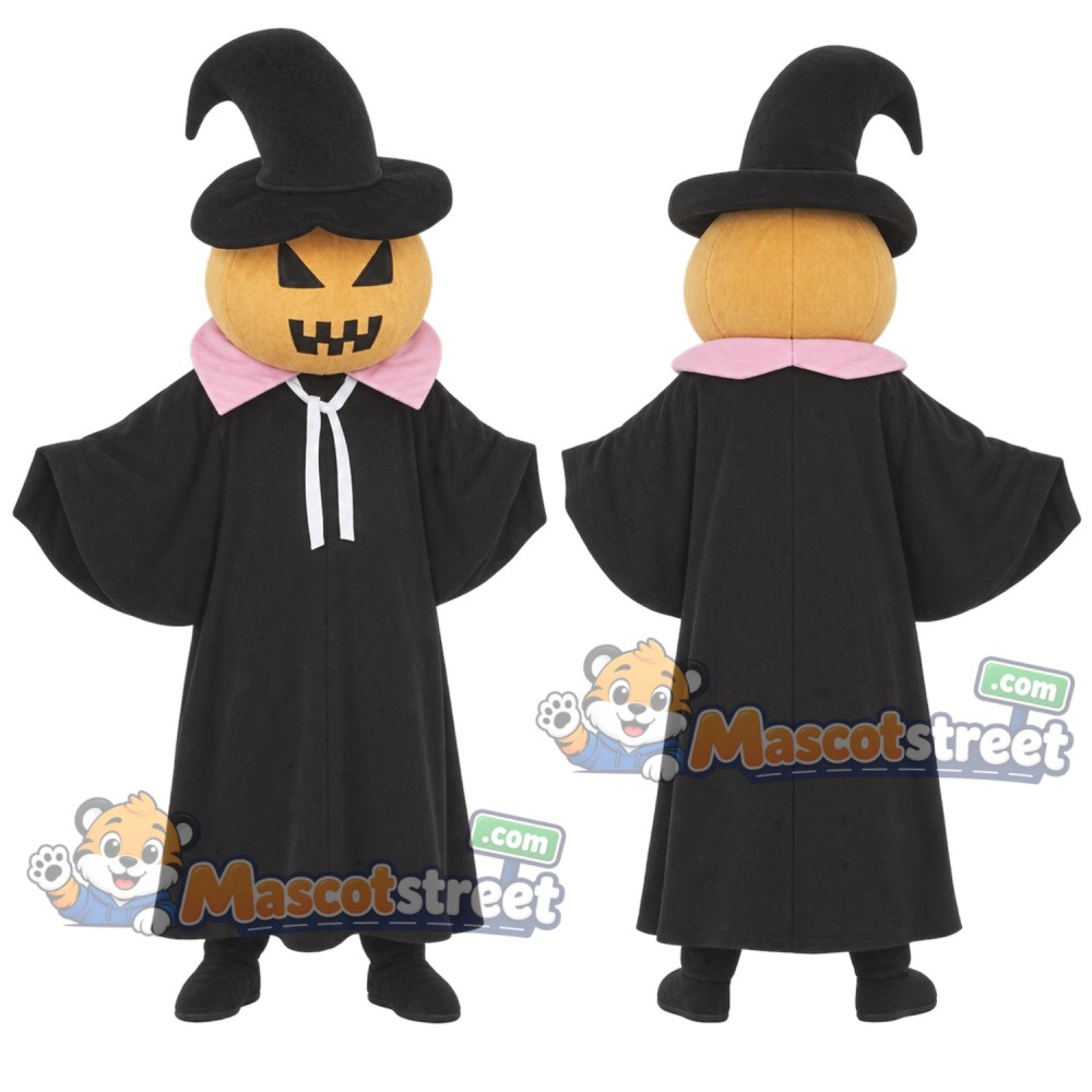 Pumpkin Witch Mascot Costume with Black Robe and Black Hat Pumpkin Witch Mascot Costume with Black Robe and Black Hat