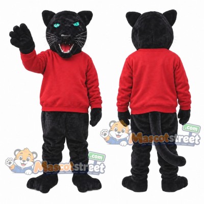 Black Panther Mascot Costume with Red Sweater