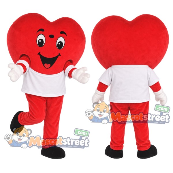 Red Heart Mascot Costume with White Shirt