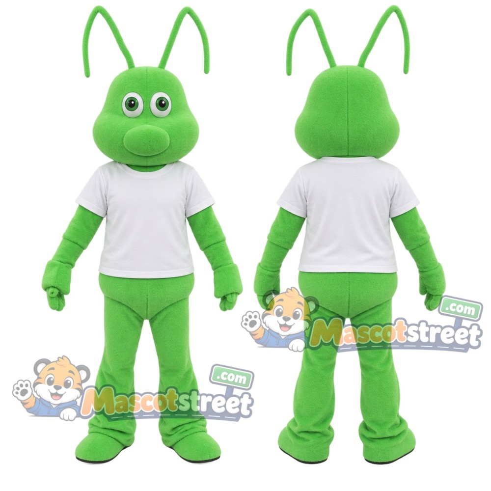 Green Ant Mascot Costume with White Shirt Green Ant Mascot Costume with White Shirt