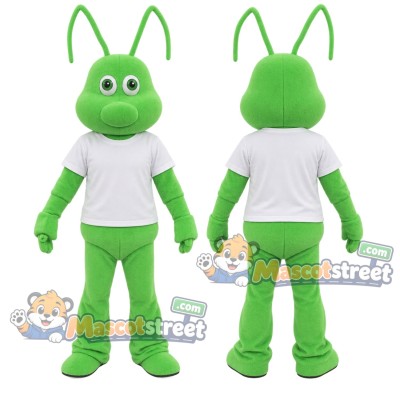 Green Ant Mascot Costume with White Shirt Green Ant Mascot Costume with White Shirt