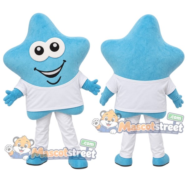 Blue Star Mascot Costume with White Shirt