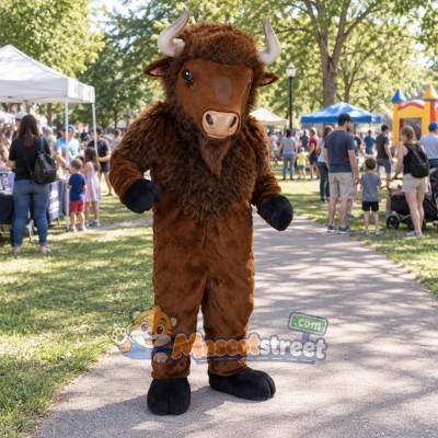 Brown Bison Mascot Costume Brown Bison Mascot Costume