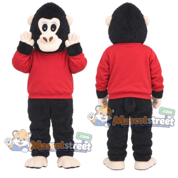 Black Monkey Mascot Costume with Red Sweater