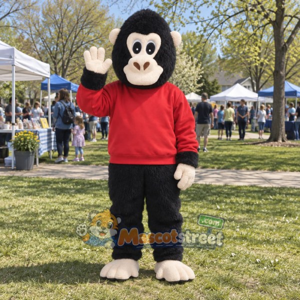 Black Monkey Mascot Costume with Red Sweater