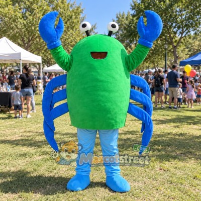 Blue Crab Mascot Costume with Green Vest Blue Crab Mascot Costume with Green Vest