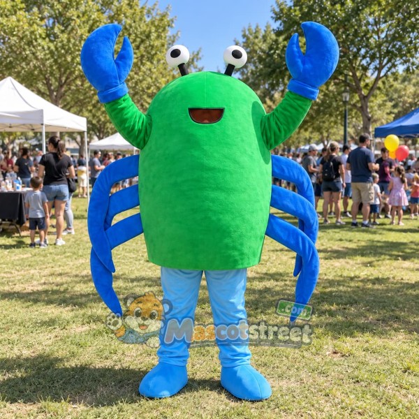 Blue Crab Mascot Costume with Green Vest